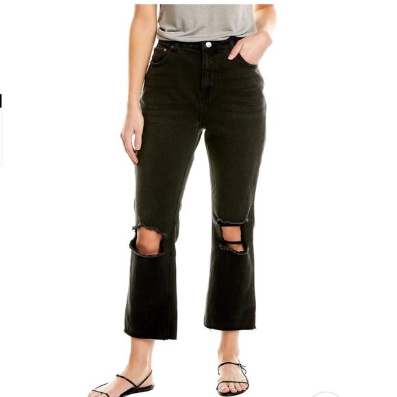 AVEC LES FILLES HIGH-RISE STRAIGHT LEG CROP BLACK JEAN in SIZE 30 - Picture 1 of 9